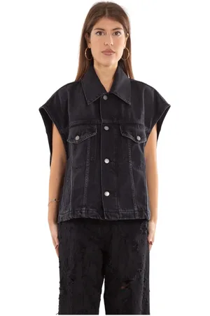 haikure Bluzki, Kobieta, Czarny, S, Denim, Oversize Denim Vest
