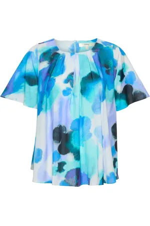 INWEAR Bluzki, Kobieta, Niebieski, XS, Bawełna, Niebieskie Kropelki Akwareli Bluzka