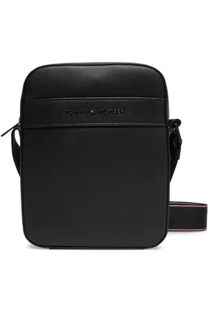 Tommy Hilfiger Torebki, Mężczyzna, Czarny, ONE SIZE, Skóra, Logo Torba na ramię - Czarny PU Skóra