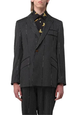 Vivienne Westwood Kurtki, Mężczyzna, Czarny, L, Czarny Pinstripe Dopasowany Blezer
