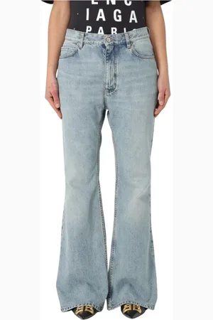 Balenciaga Jeansy, Kobieta, Niebieski, S, Denim, Dżinsy o Wysokim Stanie Light Wash