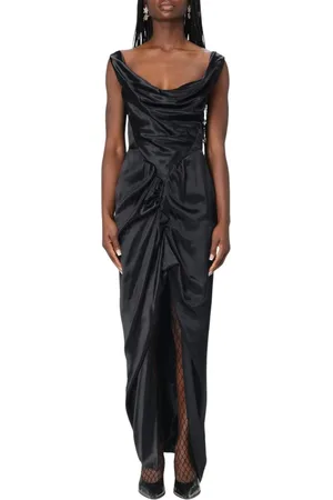 Vivienne Westwood Sukienki, Kobieta, Czarny, S, Czarna Sukienka Maxi z Satyny