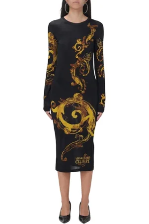 VERSACE Sukienki, Kobieta, Czarny, S, Sukienka w stylu barokowym