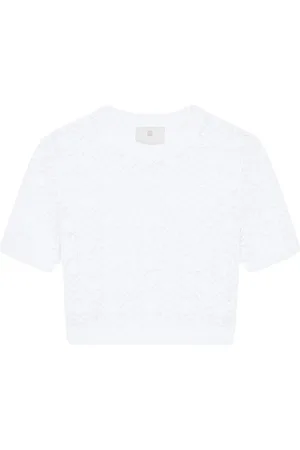 Givenchy Koszulki, Kobieta, Biały, S, Czarny Sweter Crop Top