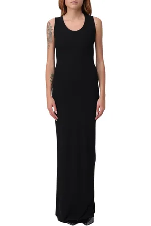 Balenciaga Sukienki, Kobieta, Czarny, S, Len, Czarna Sukienka Maxi Bez Rękawów