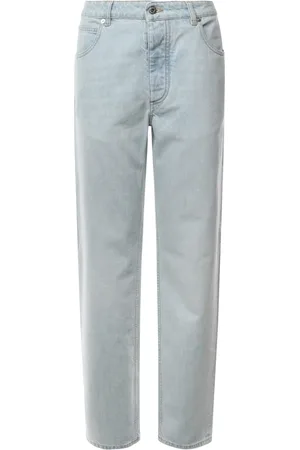 Bottega Veneta Jeansy, Kobieta, Niebieski, M, Zamsz, Niebieskie Jeansyy Wide Leg z Naszywką zamszową