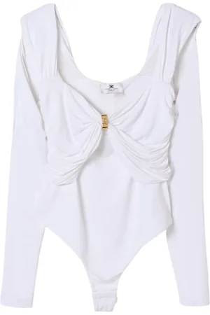 Elisabetta Franchi Koszulki, Mężczyzna, Beżowy, L, Ivory Draped Top