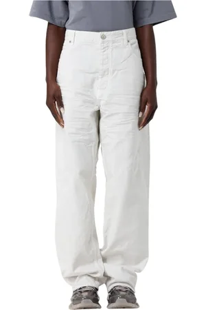 Balenciaga Jeansy, Kobieta, Biały, S, Len, Białe Dżinsy Straight Leg dla Kobiet