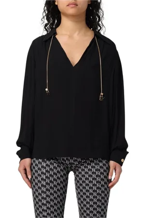 Elisabetta Franchi Bluzki, Kobieta, Czarny, S, Elegancka Bluzka z Łańcuchem