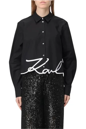 Karl Lagerfeld Bluzki, Kobieta, Czarny, S, Koszula z Podpisem