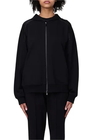 Brunello Cucinelli Bluzy, Kobieta, Czarny, L, Elegancki Czarny Zip-Up Hoodie
