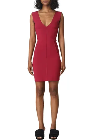 Rick Owens Sukienki, Kobieta, Różowy, XL, Rayon, Fuchsia Mini Sukienka z Dekoltem w Serek