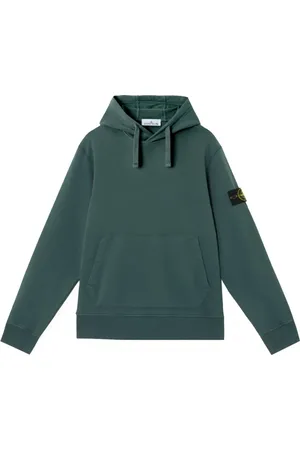 Stone Island Bluzy, Mężczyzna, Zielony, 2XL, Bawełna, Organiczna bluza z kapturem z bawełnianego polaru zielona