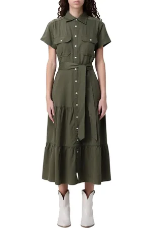 Ralph Lauren Sukienki, Kobieta, Zielony, XS, Zielona Sukienka z Koszulą w Warstwach Elegancki Styl