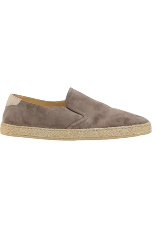 Brunello Cucinelli Buty, Mężczyzna, brązowy, 41 EU, Szare Espadryle z Surowej Skóry