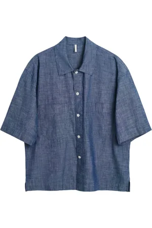 Sunflower Koszule, Mężczyzna, Niebieski, M, Chambray Rinse Koszula z Krótkim Rękawem
