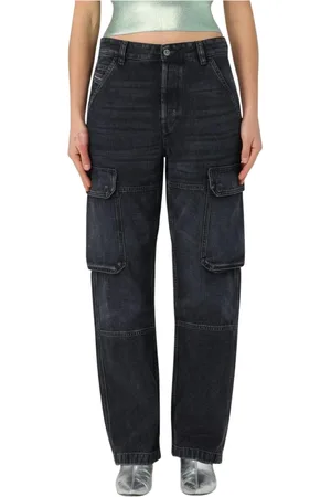 Diesel Jeansy, Kobieta, Czarny, W28, Denim, Cargo Jeansy Relaxed Fit