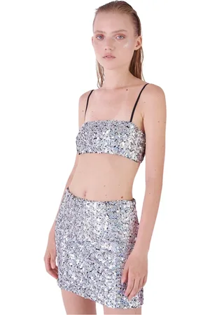 Silvian Heach Koszulki, Kobieta, Szary, 2XS, Poliester, Sleeveless Tops