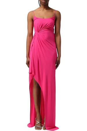 Pinko Sukienki, Kobieta, Różowy, S, Elegancka Sukienka Maxi z Wysokim Rozporkiem
