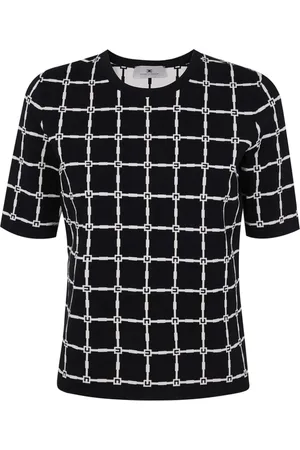 Elisabetta Franchi Koszulki, Kobieta, Czarny, XS, Czarny T-shirt z Krótkim Rękawem i Okrągłym Dekoltem
