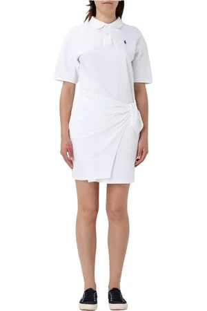 Ralph Lauren Sukienki, Kobieta, Biały, S, Elegancka Mini Sukienka z Węzłem