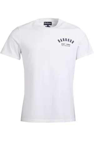Barbour Koszulki, Mężczyzna, Biały, S, Preppy Tee Biała Bawełniana Koszulka z Jerseyu