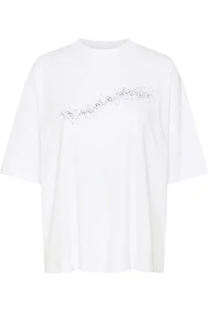 Karen by Simonsen Koszulki, Kobieta, Biały, XS, Vigdis Print Tee Top - Biały