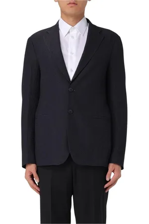 Giorgio Armani Kurtki, Mężczyzna, Niebieski, L, Niebieski Marynarka z Teksturą
