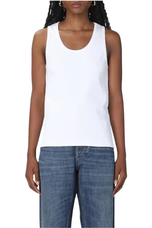 Bottega Veneta Koszulki, Kobieta, Biały, M, Dzianinowy Bawełniany Top Tank