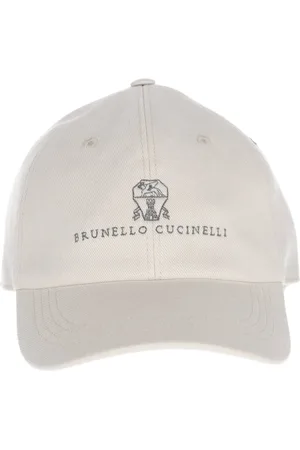 Brunello Cucinelli Akcesoria, unisex, Beżowy, L, Beżowa Bawełniana Czapka Baseballowa z Logo