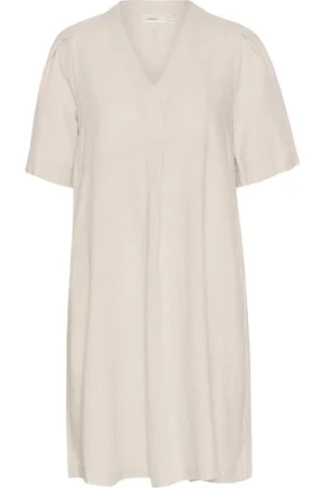 INWEAR Sukienki, Kobieta, Beżowy, 3XL, Len, Sukienka Ellieiw