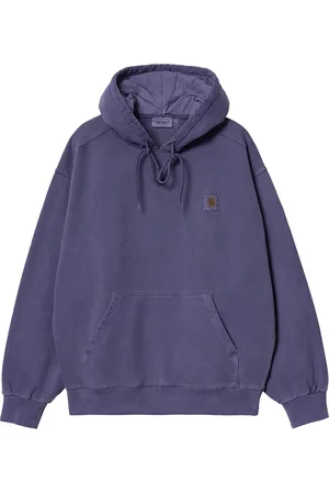 Carhartt Bluzy, Mężczyzna, Fioletowy, S, Bawełniany bluza z kapturem i kieszenią