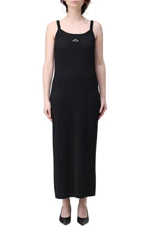 Alexander Wang Sukienki, Kobieta, Czarny, XS, Czarna Sukienka Maxi z Dzianiny Siatkowej