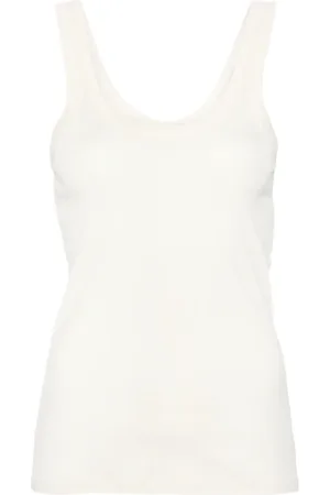 LEMAIRE Koszulki, Kobieta, Biały, L, Lemon Glaze Rib Top bez Rękawów