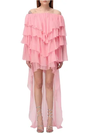 BLUMARINE Sukienki, Kobieta, Różowy, S, Tiul, Elegancka Różowa Sukienka High-Low