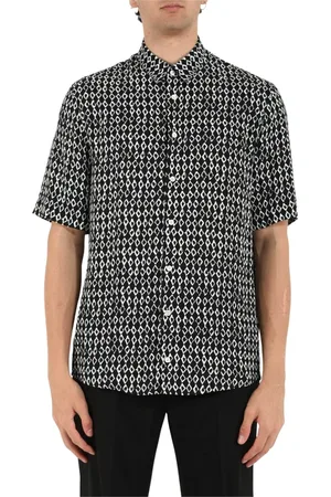 Patrizia Pepe Koszule, Mężczyzna, Czarny, 2XL, Luźna wzorzysta koszula z wiskozy