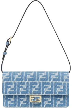 Fendi Torebki, Kobieta, Niebieski, ONE SIZE, Denim, Logo Denim Crossbody Torba