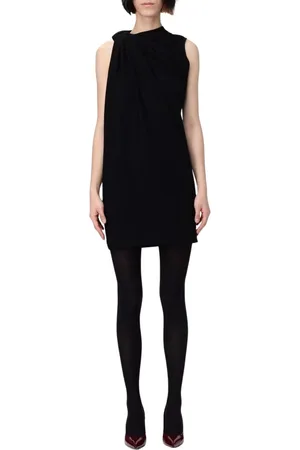 Alexander McQueen Sukienki, Kobieta, Czarny, L, Elegancka Czarna Sukienka Mini z Marszczeniami