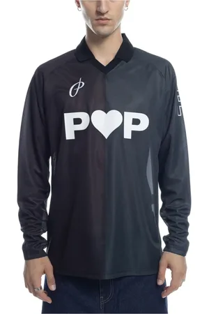 Pop Trading Company Koszulki, Mężczyzna, Czarny, S, Poliester, Koszulka Sportif Longsleeve Czarny Antracyt