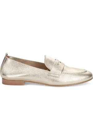 SANGIORGIO Buty, Kobieta, Żółty, 39 EU, Złote skórzane mokasyny