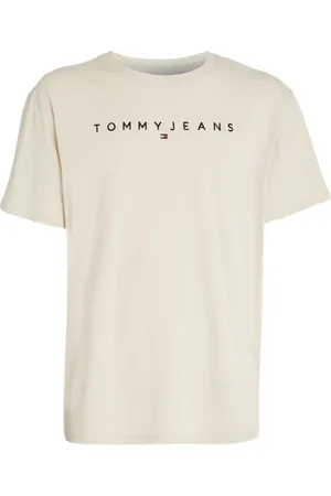 Tommy Hilfiger Koszulki, Mężczyzna, Beżowy, XL, Koszulka Linear Logo Regular Fit