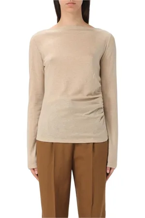 Max Mara Koszulki, Kobieta, Beżowy, M, Elegant Boat Neck Top