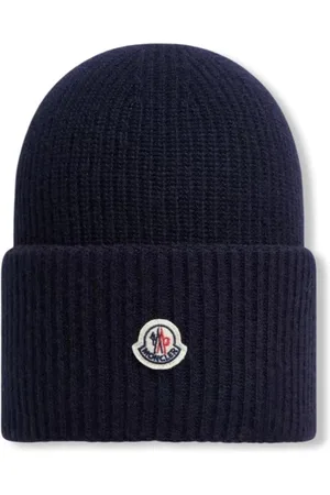 Moncler Akcesoria, Mężczyzna, Niebieski, ONE SIZE, Wełna, Wełniana czapka Archive Logo