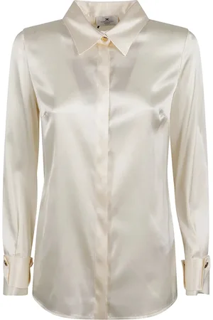 Elisabetta Franchi Bluzki, Kobieta, Beżowy, XL, Stylowa Koszula 193 Masło