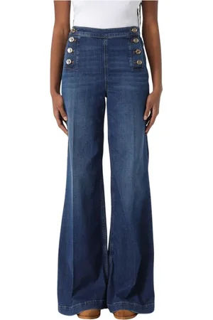 Twin-Set Jeansy, Kobieta, Niebieski, W27, Wide Leg Sailor Jeansy