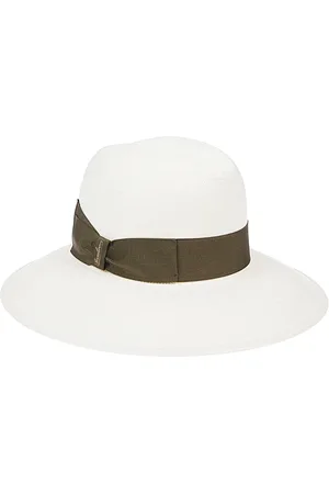 Borsalino Akcesoria, Kobieta, Biały, M, Zielony kapelusz ze słomy z szerokim rondem