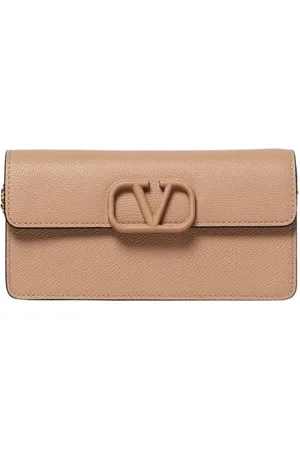 VALENTINO GARAVANI Torebki, Kobieta, Różowy, ONE SIZE, Len, Czarna Chain Wallet Clutch Stylowy Crossbody