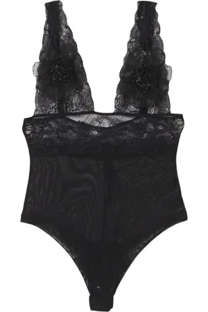 Elisabetta Franchi Koszulki, Mężczyzna, Czarny, S, Koronkowy Body Elegancki Styl