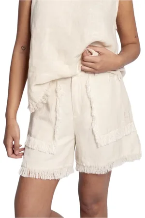 Hest Szorty, Kobieta, Beżowy, 2XL, Len, Len Lato Szorty Elegancki Komfort
