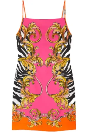 VERSACE Sukienki, Kobieta, Wielobarwność, XS, Sukienka Mini Barocco Outline